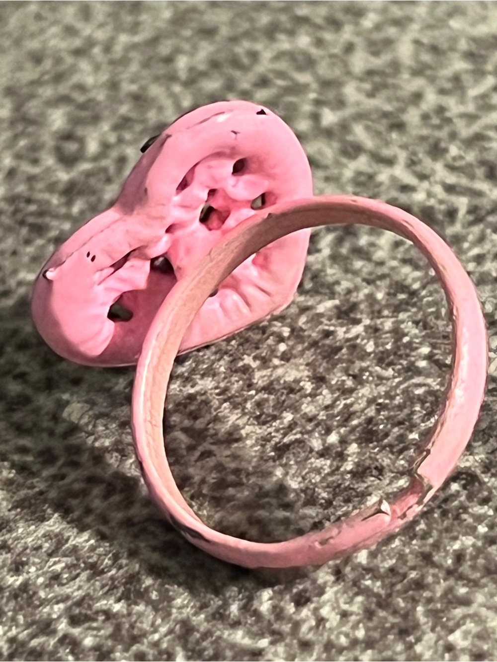 Pink Heart Rhinestone Adjustable Ring - Picture 3 of 3